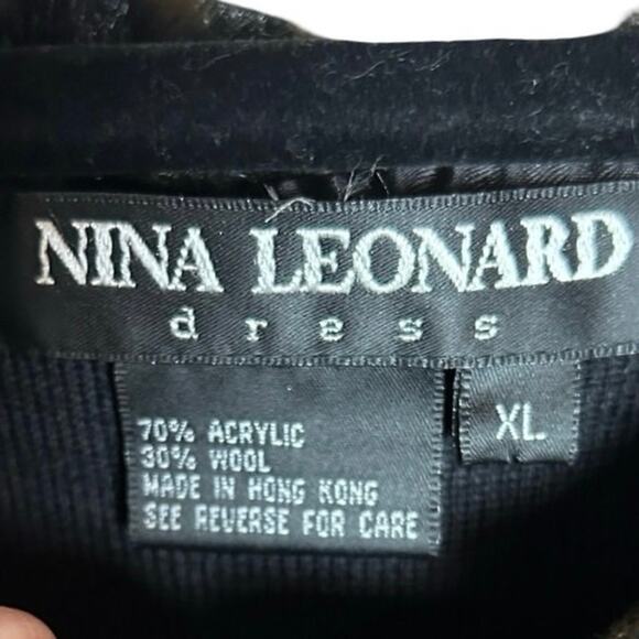 Nina Leonard Women’s Wool Blend Faux Fur Sweater Dress Black Size XL - Picture 8 of 8